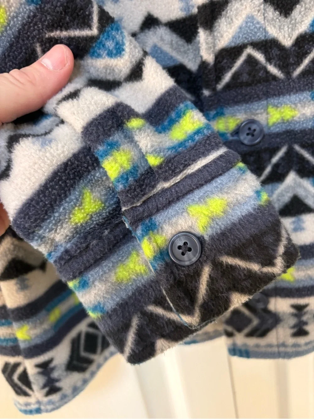 Old Navy Boys Blue & Black Patterned Fleece Shirt Jacket